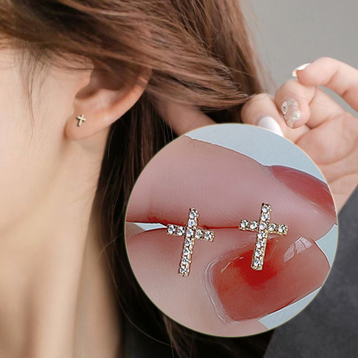 2024 New Fashion Stainless Steel Cross Earrings Product Temperament All Match Birthday Anniversary Earrings Small Gift