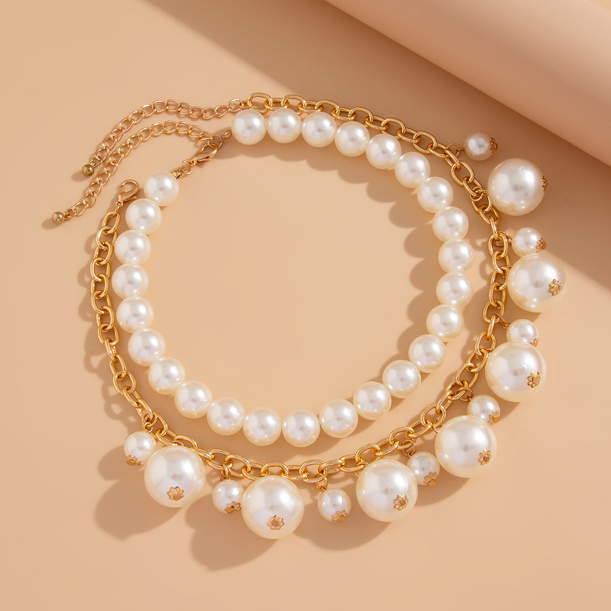 Stringed Pearls Pendant Necklace Fashion Alloy