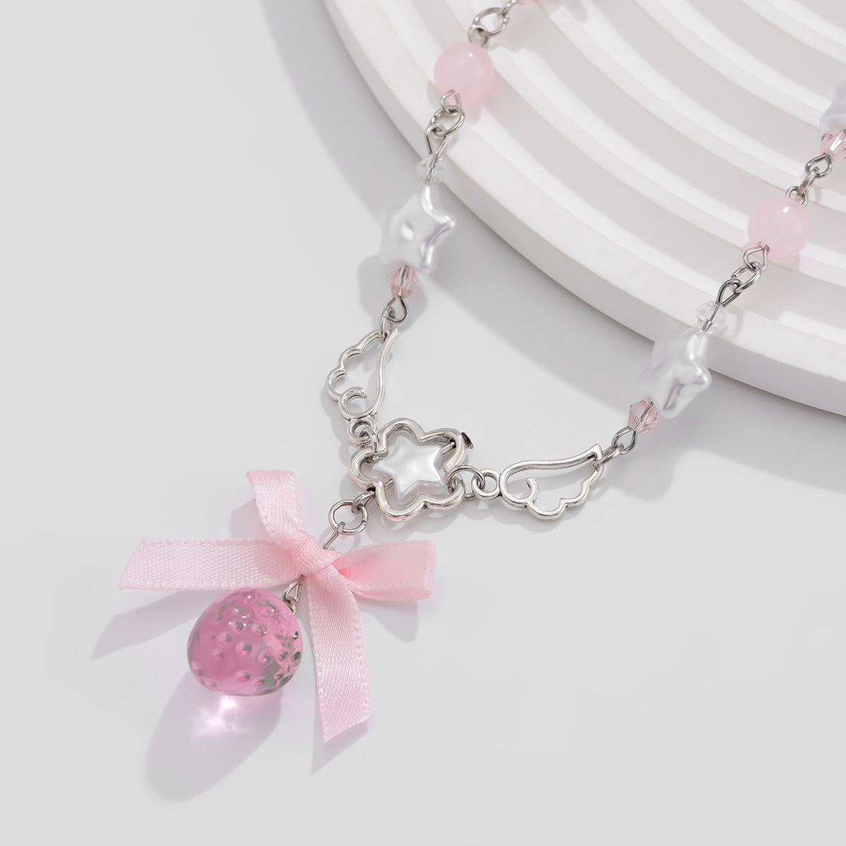 Acrylic Strawberry Fashion Necklace Pearl