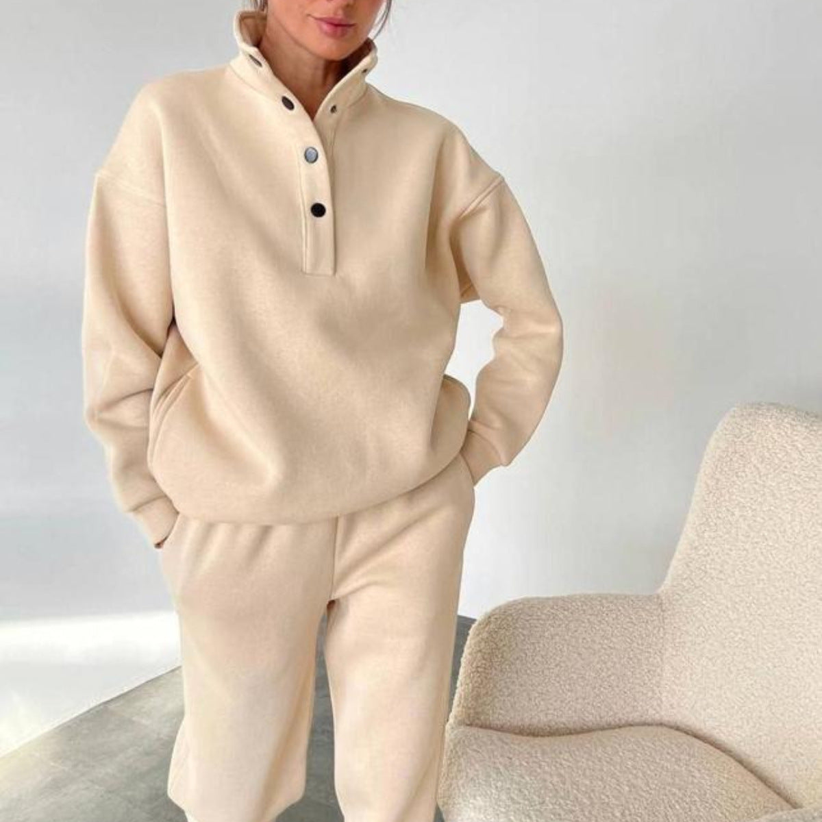 Oversized Solid Casual Pullovers Long Pant Set Warm Hoodie New Tracksuit Suit Fashion Pant Sets Sets For Women 2 Pieces