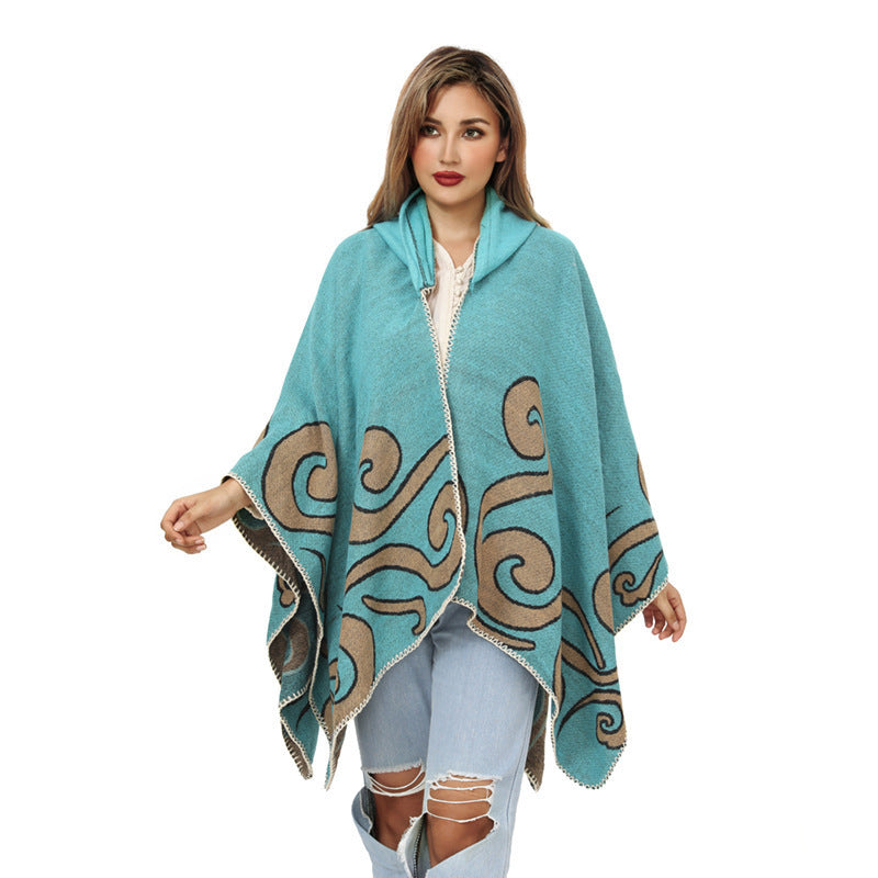 European And American Knitted Cape And Shawl Outer Wear Split Woven Cloak