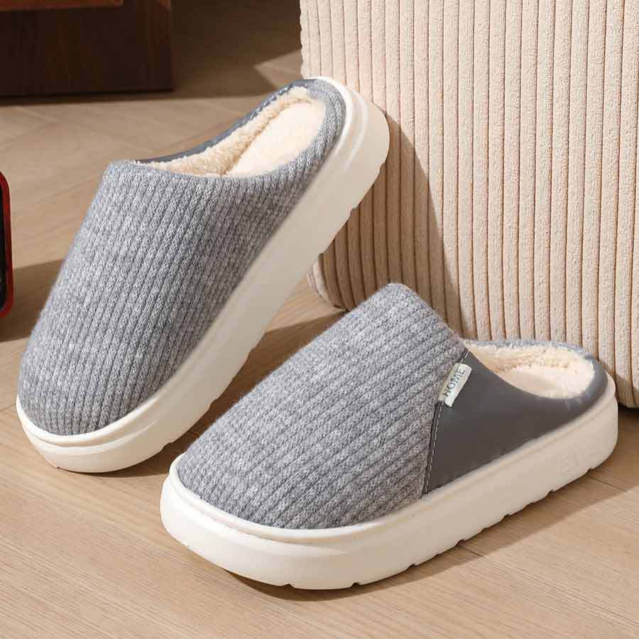 Winter Warm Plush Home Slippers Lightweight Thick Bottom Silent Non-slip Floor Bedroom Slippers Couple House Shoes Women Men